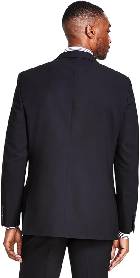 Nautica Mens Modern fit 2 Piece Suit 44 R / 38 Waist Black Solid Stretch