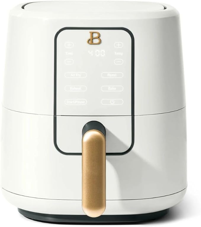 Drew 3QT Beautiful Air Fryer with TurboCrisp Technology, 4 Presets, 170°F–400°F Range, Non-Stick Basket, Dishwasher Safe, 1200W for Quick Healthy Meals - White Icing