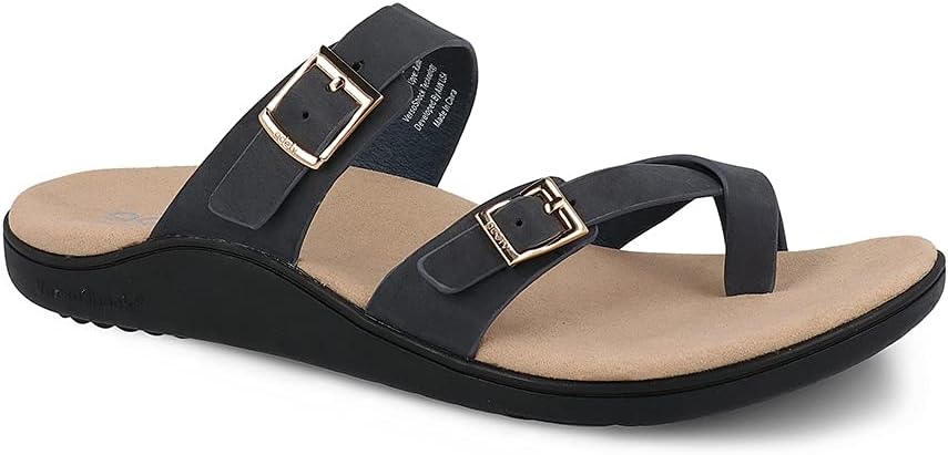 Gravity Defyer Women's GDEFY Yontal Leather Fashion Sandal - VersoShock Proven Performance Orthotic Slides Size: 7