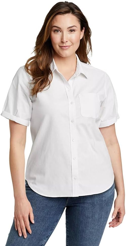 Eddie Bauer Women's On The Go Short-Sleeve Shirt - White - Medium
