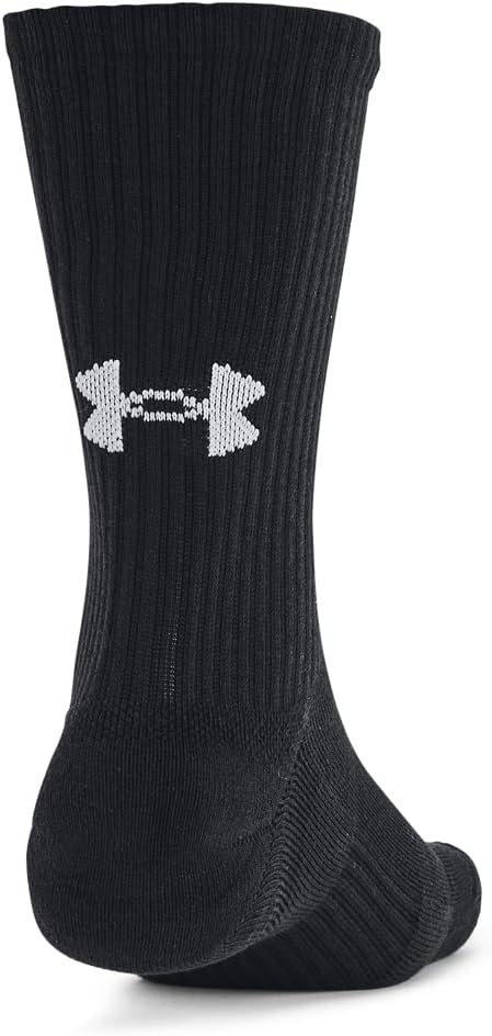 Under Armour Unisex-Adult Training Cotton Crew Socks 3 Pack - Black - Large
