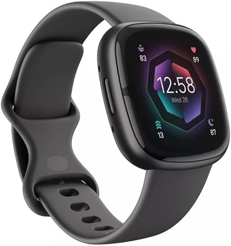 Fitbit Sense 2 Advanced Health and Fitness Smartwatch with Tools to Manage Stress and Sleep, ECG App, SpO2, 24/7 Heart Rate and GPS, Shadow Grey/Graphite, One Size (S & L Bands Included) (Renewed)