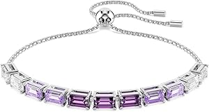 Swarovski Matrix bracelet, Baguette cut, Purple, Rhodium finish