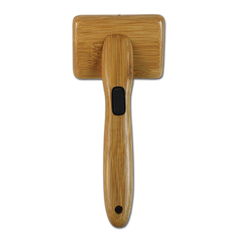 Alcott Bamboo Groom Slicker Brush with Stainless Steel Pins for Pets - Small