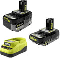 RYOBI ONEAND 18V Lithium-ION Starter High Performance KIT with 2.0 AH Battery, 4.0 AH Battery, and Charger