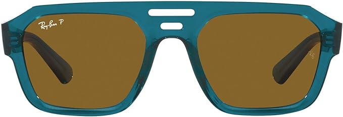 RAYBAN CORRIGAN BIO-BASED LT. BLUE FRAME BROWN LENS UNISEX SUNGLASSES (Open Box)