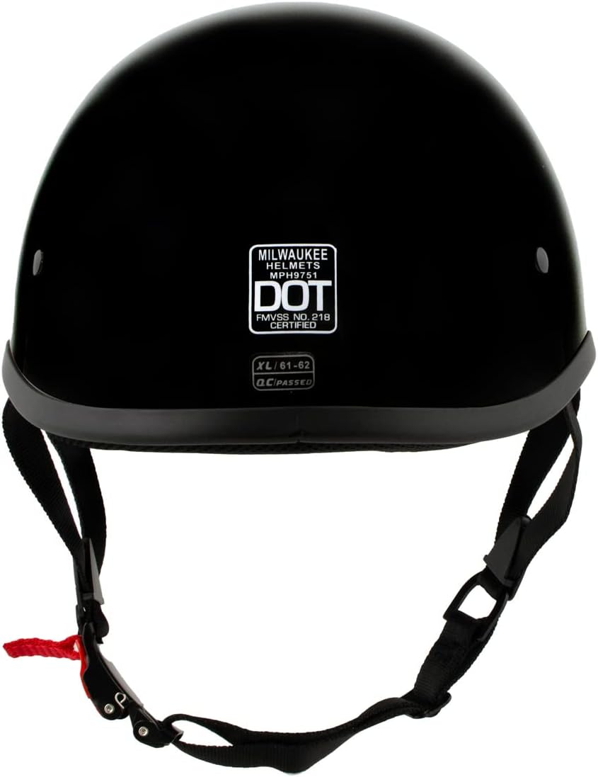 Milwaukee Helmets MPH9751DOT | Polo Style DOT Motorcycle Helmet- Gloss Black - Size Medium