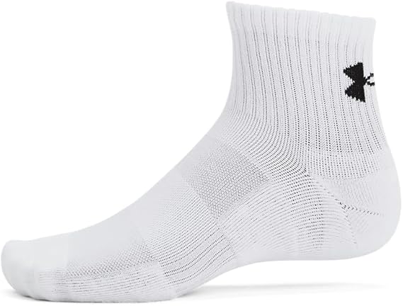 Under Armour Unisex-Adult Training Cotton Quarter Socks 6 Pack - White - Large