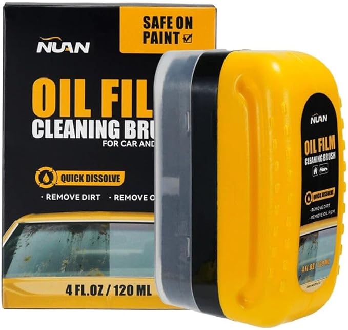 NUAN Oil Film Cleaning Brush for Car Windows and Windshields, Upgraded Antifog and Rainproof Glass Cleaner, Reusable Automotive Glass Oil Film Remover, 4 FL OZ/120 ML