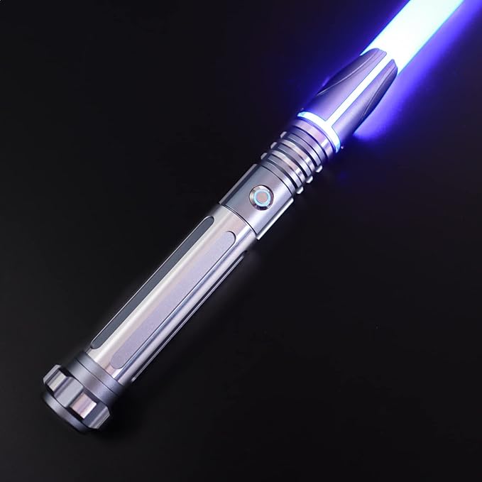 Dueling Light Saber, Motion Control Lightsabers for Adults,Smooth Swing Light Saber with 10 Sound Fonts,RGB 12 Colors Changeable, Metal Hilt for Halloween Cosplay Party,Birthday Gift, Grey,S9