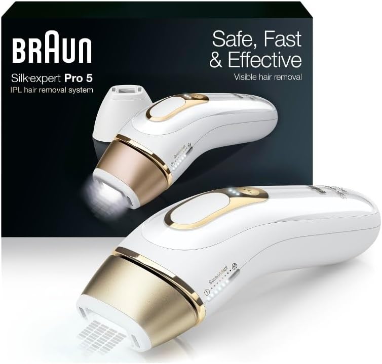 Braun IPL at Home Laser Hair Removal for Women and Men, Silk Expert Pro 5 PL5137 with Venus Swirl Razor, Long-Lasting Reduction in Hair Regrowth for Body & Face, Corded, PL5137 (NEW, OPEN BOX)