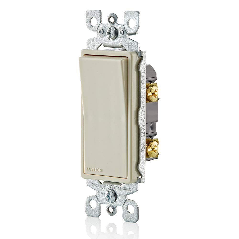 Leviton 15 Amp Decora Single-Pole Switch, Grounding, Light Almond (5601-2T) - 10 Pack
