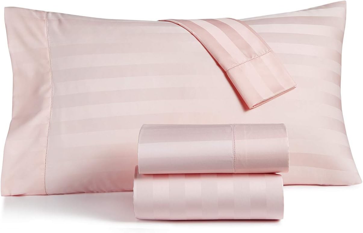Charter Club Damask Stripe 550 Thread Count Cotton 4-Pc. Queen Sheet Set Candy Pink