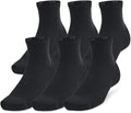 Under Armour Unisex-Adult Training Cotton Quarter Socks 6 Pack - Black - Medium