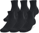 Under Armour Unisex-Adult Training Cotton Quarter Socks 6 Pack - Black - Medium