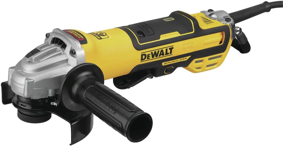 DEWALT Angle Grinder: 13 A, 10,500 RPM Max. Speed, Paddle, 5 in Wheel Dia