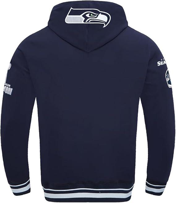 Mens NFL Mash Up Brushed Back French Terry Pull Over Hoodie Seattle Seahawks  LG