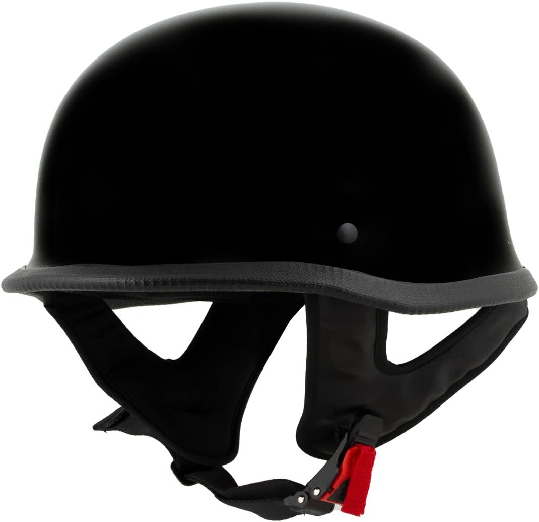Milwaukee Helmets MPH9741DOT | German Style 'Motorrad' Gloss Black Advanced Half Motorcycle Helmet - Size Small