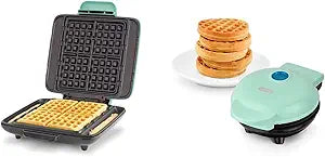 Dash Deluxe No-Drip Waffle Iron Maker Machine 1200W + Hash Browns, or Any Breakfast, Lunch, & Snacks with Easy Clean & Mini Maker for Individual Waffles, Hash Browns, Keto Chaffles