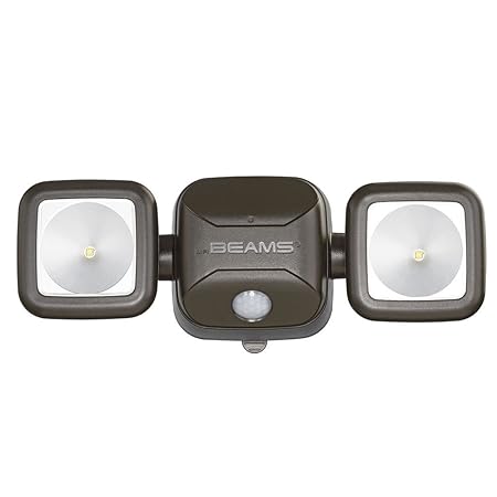 Beams MB3000 High Performance 500 Lumen Wireless Battery Powered Motion Sensing LED Dual Head Security Spotlight, Brown, 1-Pack