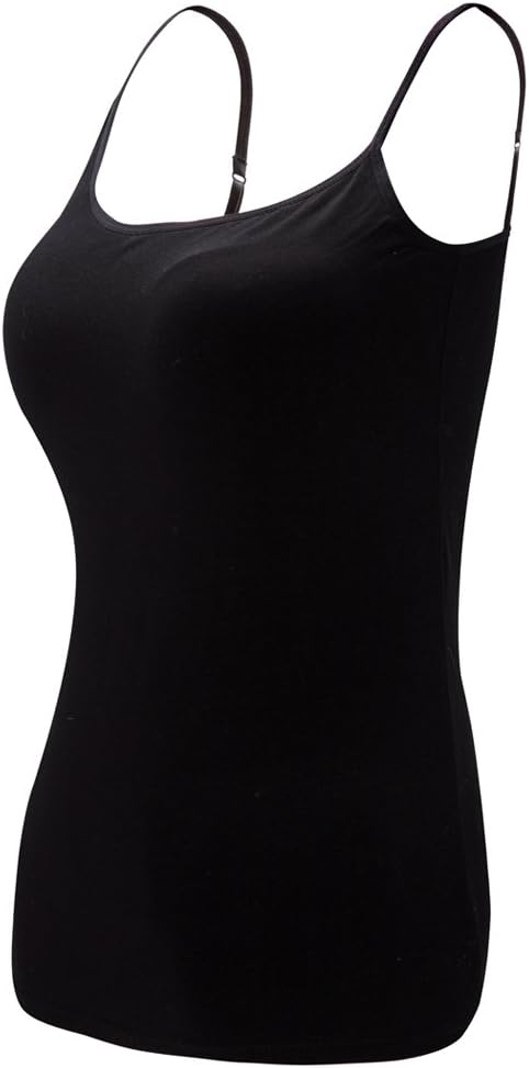 (LARGE) Ibeauti Women's Camisoles Tops with Built in Padded Bra Basic Breathable Tank Top