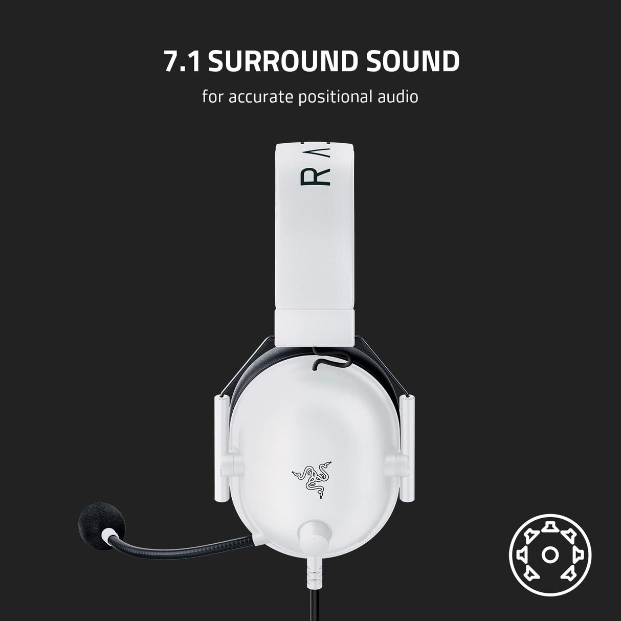 Razer BlackShark V2 X Gaming Headset: 7.1 Surround Sound - 50mm Drivers - Memory Foam Cushion - for PC, Mac, PS4, PS5, Switch - 3.5mm Audio Jack - White (NEW, OPEN BOX)