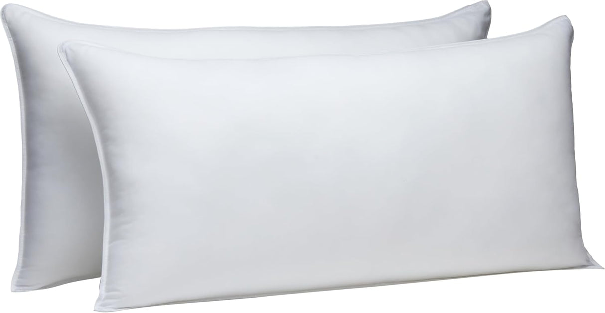 Amazon Basics Down Alternative Bed Pillows for Back and Side Sleepers, Medium Density, King Size, 36" x 20", White, 2-Pack
