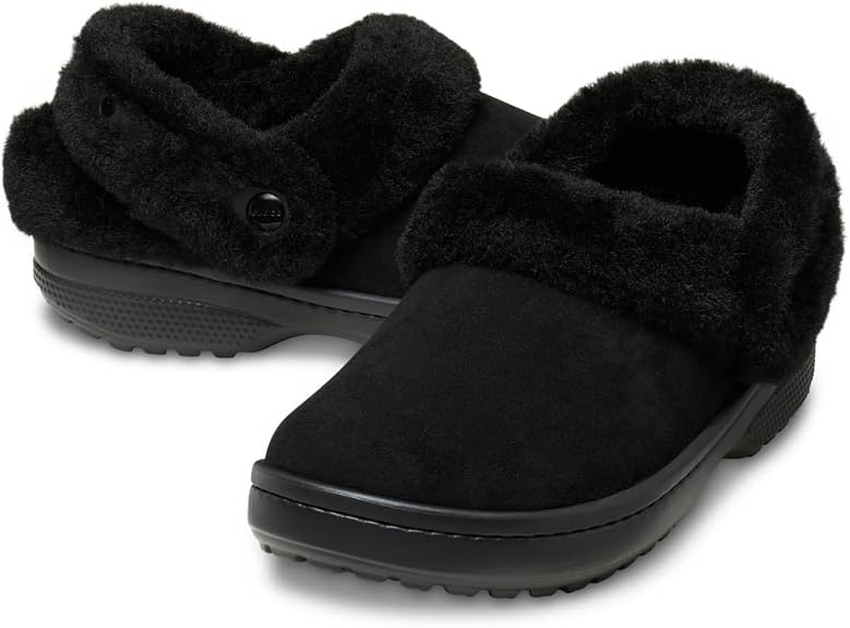 Crocs Unisex Classic Unfurgettable Clogs Black Vegan Suede Men 4, Women 6 Medium