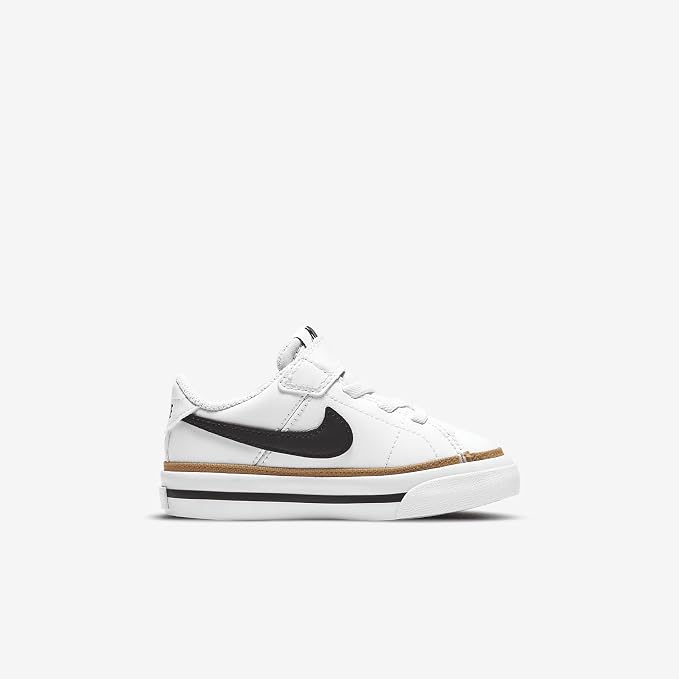 NIKE Unisex Kid's Court Legacy Sneakers in White/Black-Dessert Ochre - 9C
