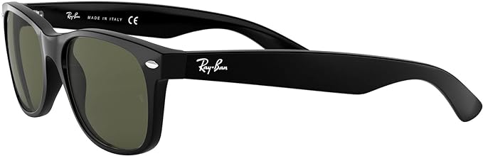 Ray-Ban Unisex RB2132 New Wayfarer Polarized Square Sunglasses, Black/Polarized Green, 58 mm