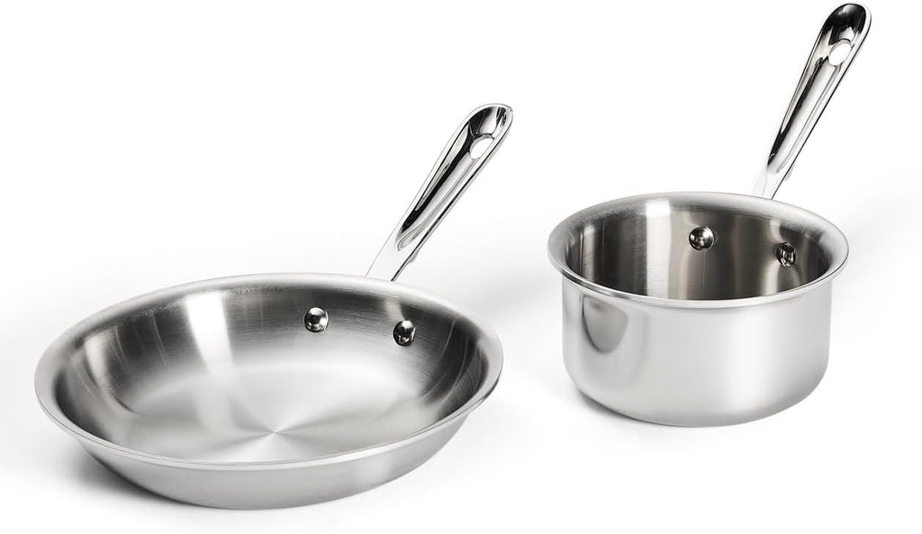 All-Clad D3 Stainless Steel 2 Piece Cookware Set - 8" Frying Pan and 1 Qt Saucepan