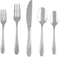Cambridge Silversmiths Swirl Sand 20-Piece Flatware Silverware Set, Stainless Steel, Service for 4, Includes Forks/Spoons/Knives