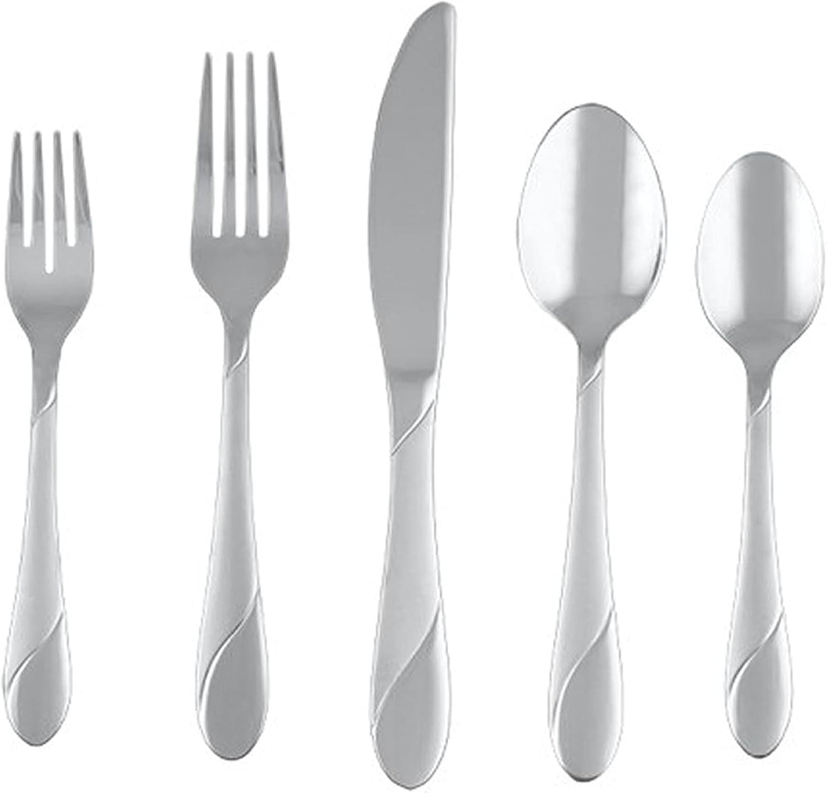 Cambridge Silversmiths Swirl Sand 20-Piece Flatware Silverware Set, Stainless Steel, Service for 4, Includes Forks/Spoons/Knives