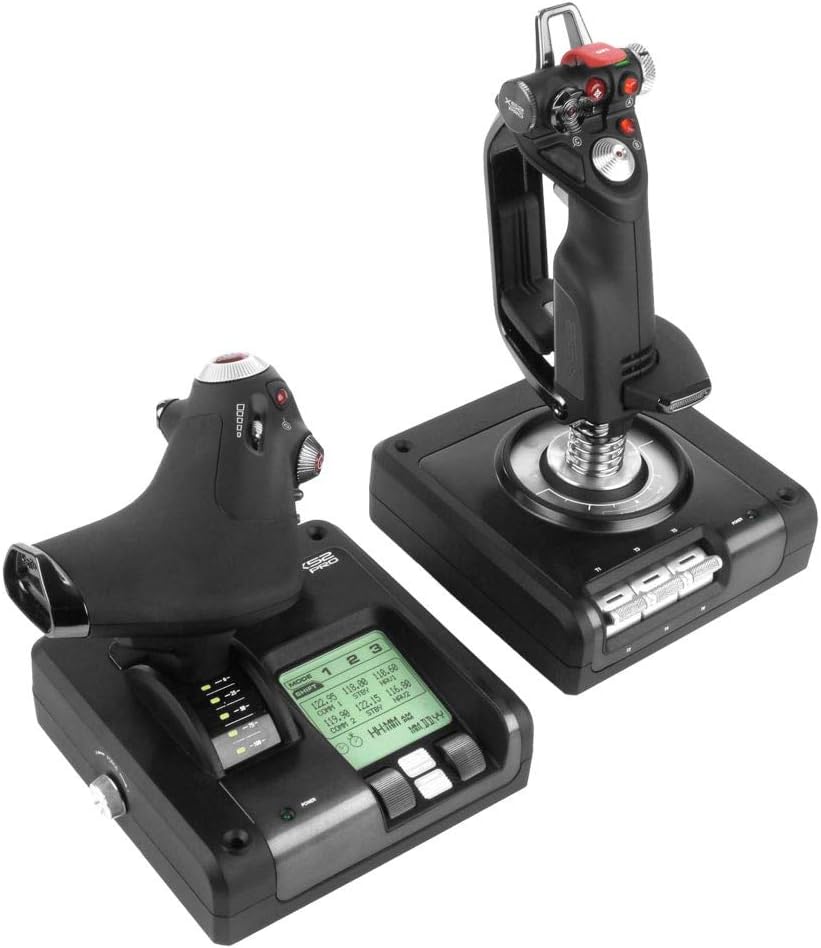 Logitech G X52 Pro USB Flight Control System - HOTAS Joystick and Throttle for Flight Simulators - LCD Display, 3D Twist Rudder, Programmable Commands, USB 2.0 - Compatible with Windows PC