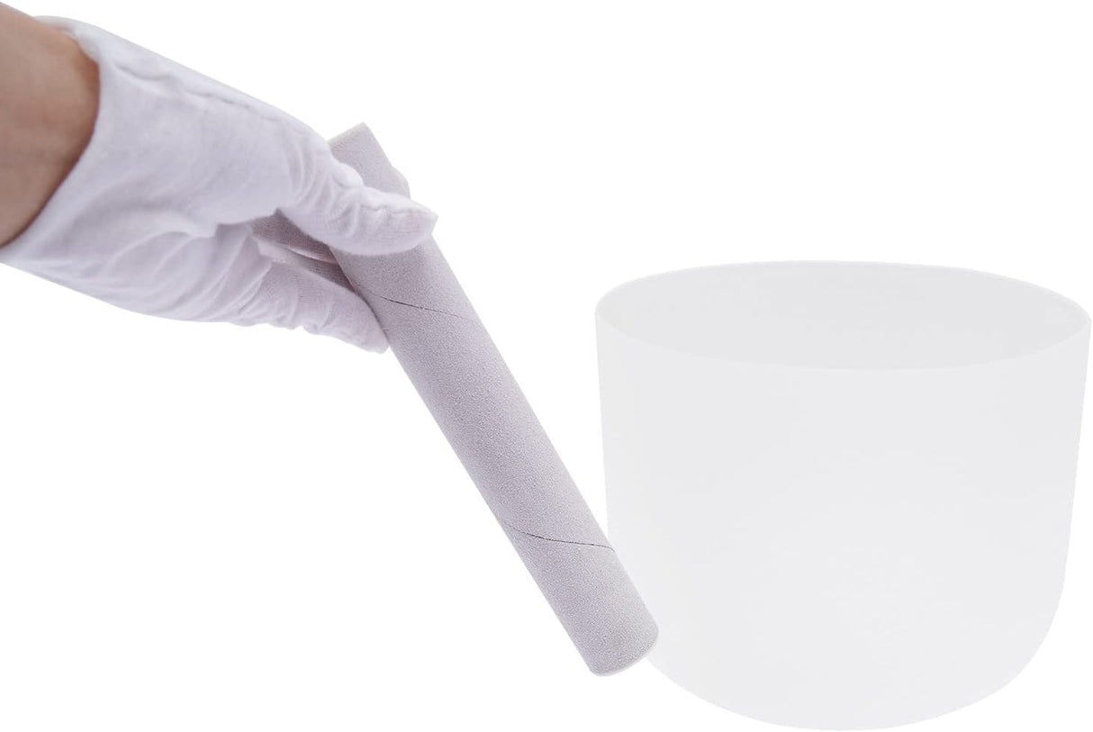 8" F Note Heart Chakra Frosted Quartz Crystal Singing Bowl