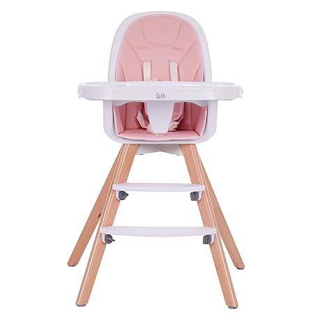 3 in 1 High Chair, Convertible High Chairs for Babies and Toddlers with Removable Tray & PU Cushion, Pink TR0054ce (NEW, OPEN BOX)