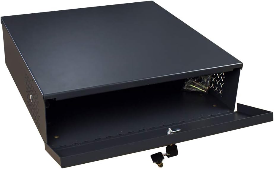 DVR Security Lockbox NVR Heavy Duty 16 Gauge Steel with AC Fan for Wall or Floor Mount Enclosure
