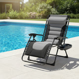Best Choice Products - Oversized Padded Zero Gravity Chair, Folding Recliner w/ Headrest, Side Tray - Gray/Black