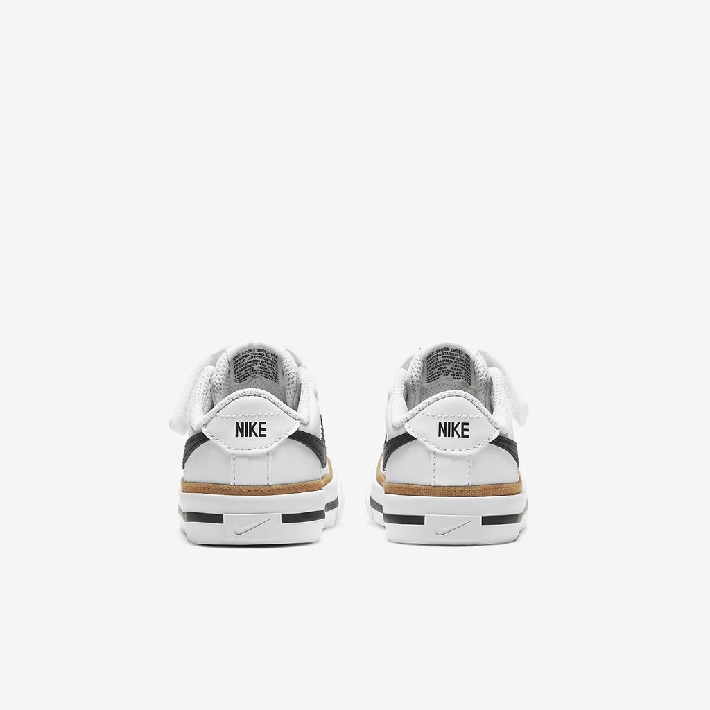 NIKE Unisex Kid's Court Legacy Sneakers in White/Black-Dessert Ochre - 9C