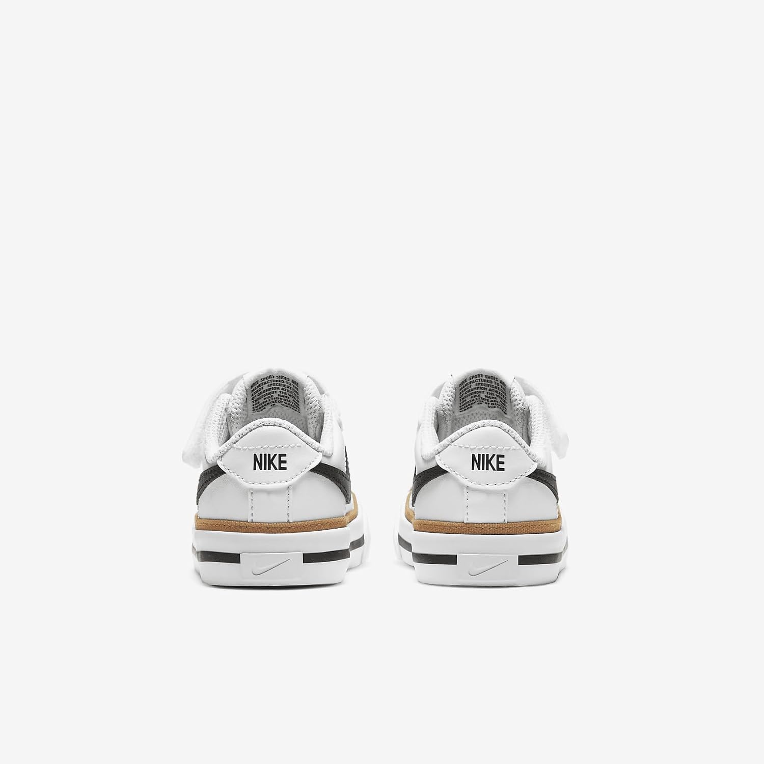 NIKE Unisex Kid's Court Legacy Sneakers in White/Black-Dessert Ochre - 9C