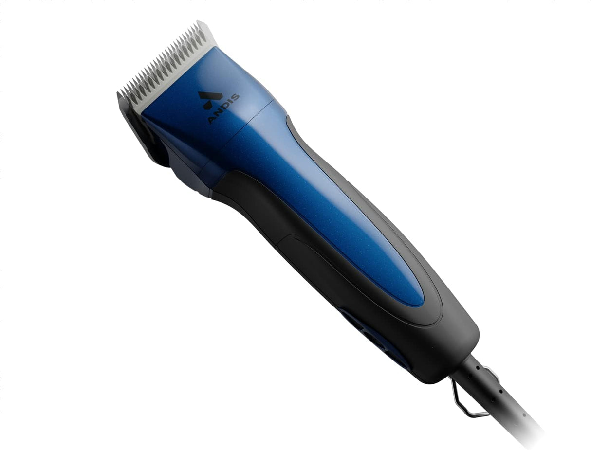 Andis 68520 Excel Professional 5-Speed Detachable Blade Clipper Kit - Animal/Dog Grooming, Rotary Motor, Soft-Grip Anti-Slip Housing, 14-Inch Cord, for All Coats & Breeds, SMC, Blue