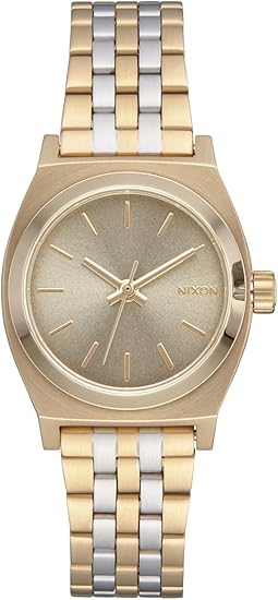 NIXON Small Time Teller A399 - 100m Water Resistant Analog Classic Watch (26mm Watch Face, 12mm-14mm Custom 5 Link Stainless Steel Band)