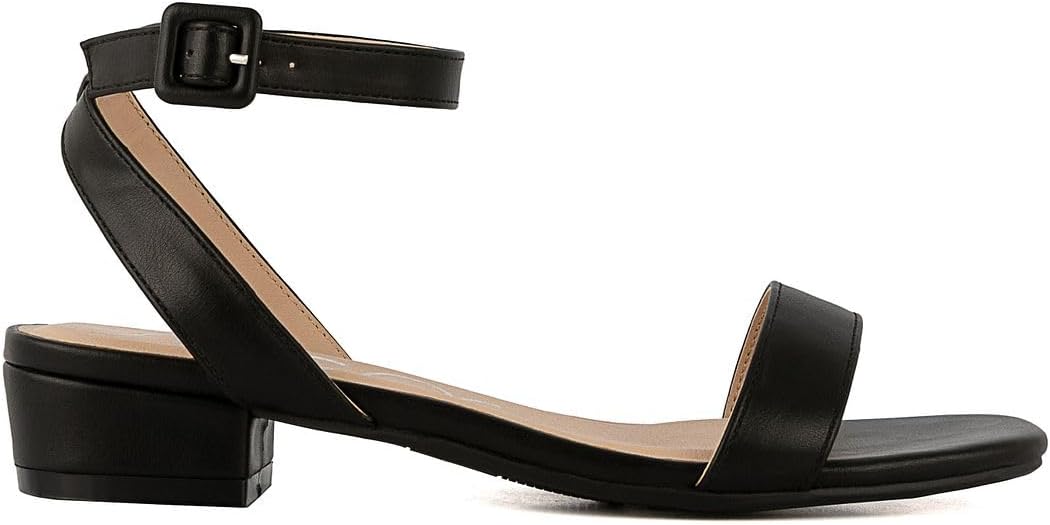 Sugar Women's Low Block Heel Dress Sandals – Ankle Strap Open Toe Comfortable Walking Heels for Casual, Party, or Work Size: 7