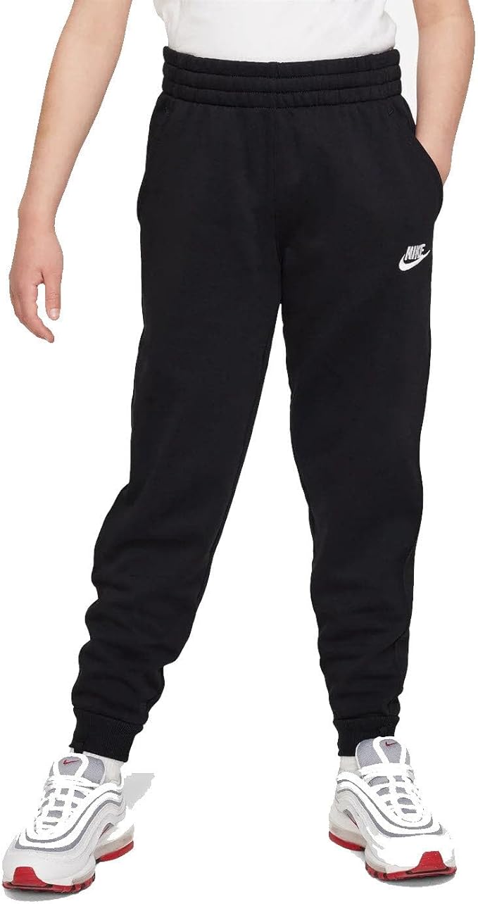 Nike Unisex Big Kids' Sportswear Club Fleece Joggers - Boys and Girls Fleece Jogger Pants | Black/White | MD