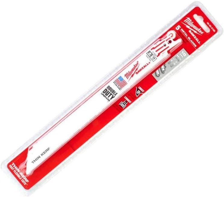 Milwaukee 48-00-5188 9 in. 18 Teeth per in. Medium Metal Cutting SAWZALL Reciprocating Saw Blades - pack of 5