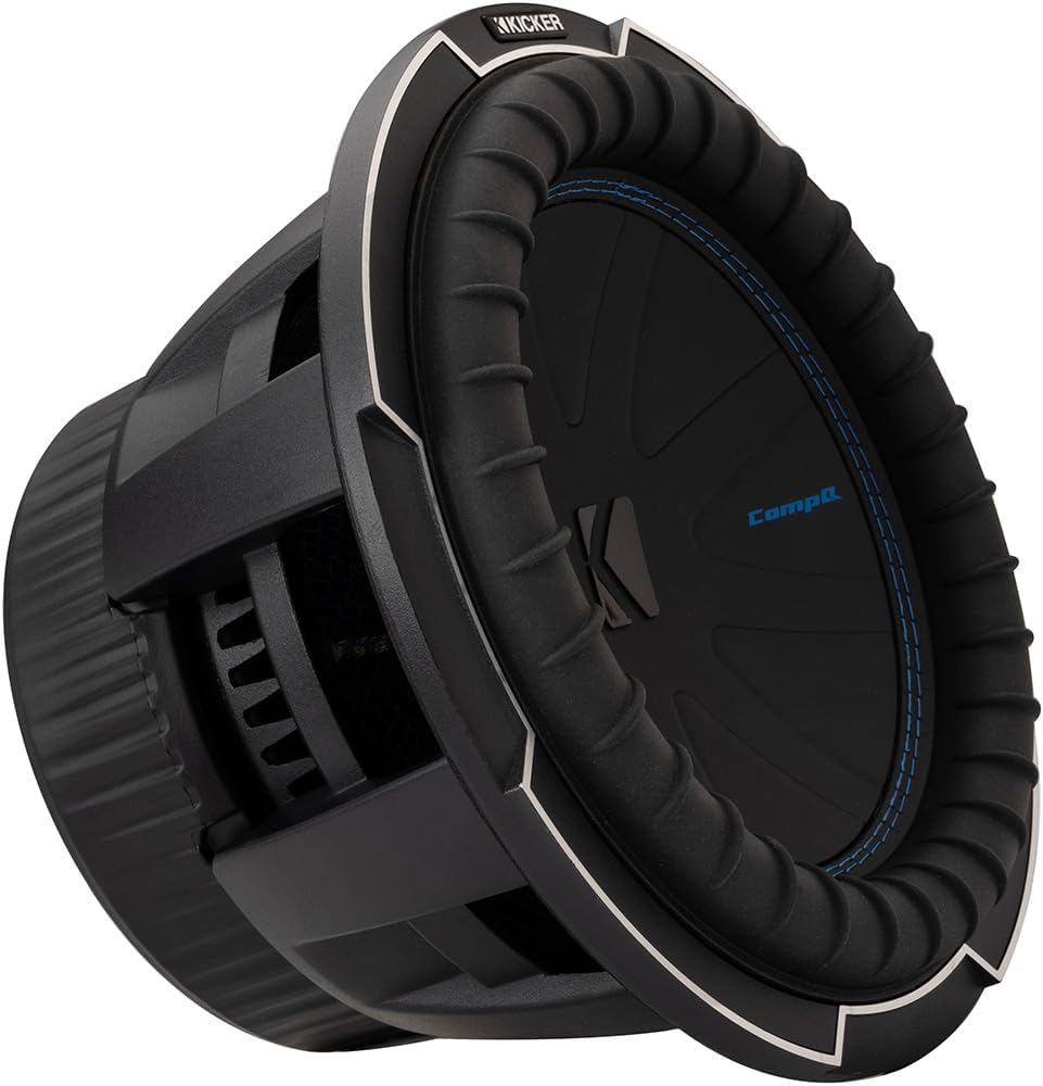 KICKER CompQ 10"(25cm) Subwoofer, 51CWQ104, DVC 4-ohm, 800 Watts RMS, 1600 Watts Peak, Forced-Air Cooling, Increased Power Handling, Car, Truck, SUV, UTV