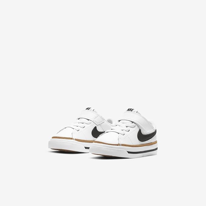 NIKE Unisex Kid's Court Legacy Sneakers in White/Black-Dessert Ochre - 9C