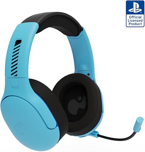PDP AIRLITE Pro Wireless Stereo Gaming Headset, Officially Licensed by Sony PlayStation 5, PS5/PS4/PS3/PC, Lightweight Durable 40 Foot Connection, Noise-canceling Flip-to-Mute Mic, Neptune Blue