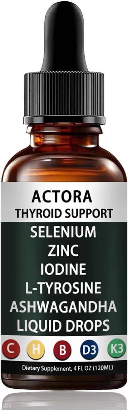 Actora Thyroid Support Drops with Selenium Zinc Iodine L-Tyrosine Ashwagandha Energy Supplement - 4 fl oz