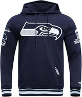Mens NFL Mash Up Brushed Back French Terry Pull Over Hoodie Seattle Seahawks  LG